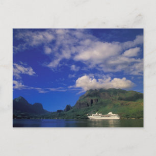 French Polynesia, Moorea. Cooks Bay. Cruise ship 3 Postcard
