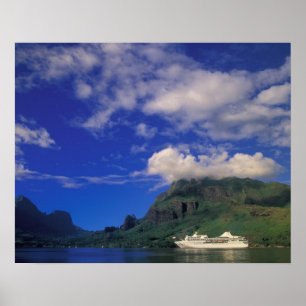 French Polynesia, Moorea. Cooks Bay. Cruise ship 3 Poster
