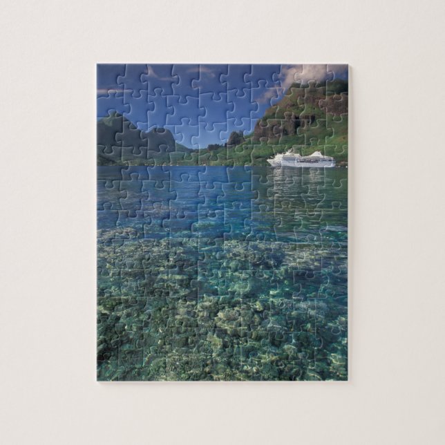 French Polynesia, Moorea. Cooks Bay. Cruise ship Jigsaw Puzzle (Vertical)