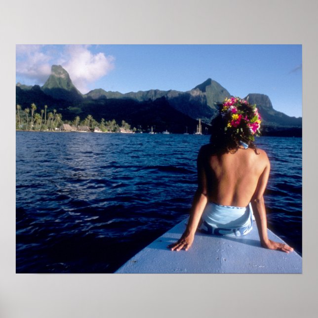 French Polynesia, Moorea. Woman enjoying view on Poster (Front)
