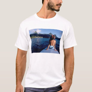 French Polynesia, Moorea. Woman enjoying view on T-Shirt