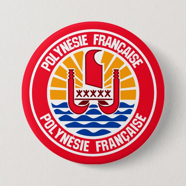 French Polynesia Round Emblem 7.5 Cm Round Badge (Front)