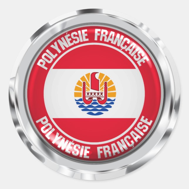 French Polynesia Round Emblem Classic Round Sticker (Front)