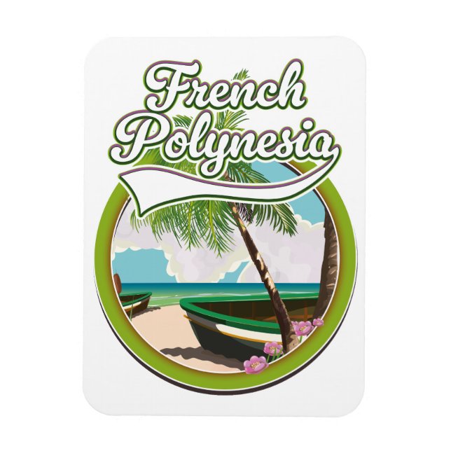 French Polynesia travel logo. Magnet (Vertical)