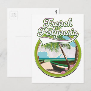 French Polynesia travel logo. Postcard