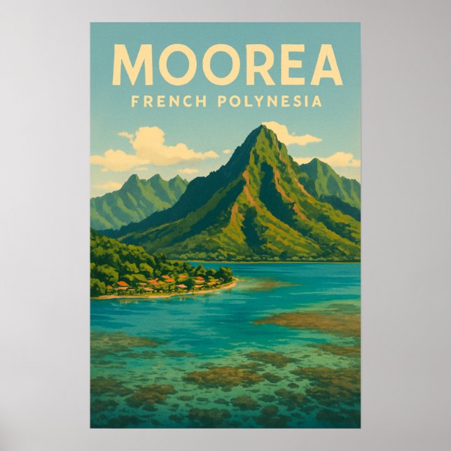 French Polynesia Travel Poster - Retro Moorea (Front)