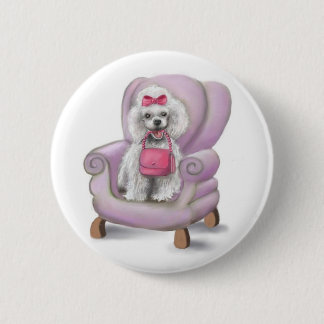 French Poodle 6 Cm Round Badge