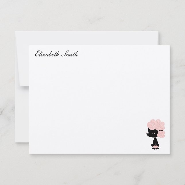 French Poodle Custom Flat Thank You Notes Invitation (Front)