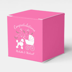 French Poodle Dog Baby Shower Puppy Pink Girl Favour Box