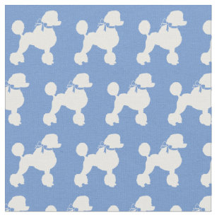 French Poodle Dog Silhouette Pet Light Blue Fabric