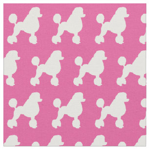 French Poodle Dog Silhouette Pet Pink Fabric