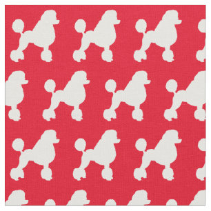 French Poodle Dog Silhouette Pet Red Fabric
