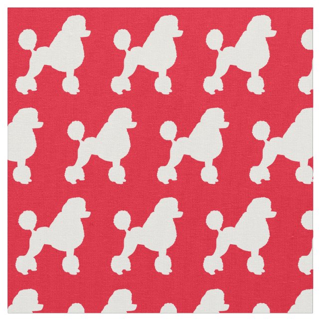 French Poodle Dog Silhouette Pet Red Fabric (Close Up)