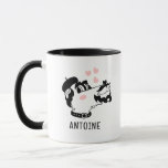 French Poodle Dog Wearing Beret Personalised Name Mug<br><div class="desc">French Poodle Dog Wearing Beret Personalised Name Mug features a cute French Poodle cartoon with pink love hearts and your personalised name below. Perfect for gifts for family,  sweetheart,  husband,  boyfriend and more. Created by Evco Studio www.zazzle.com/store/evcostudio</div>