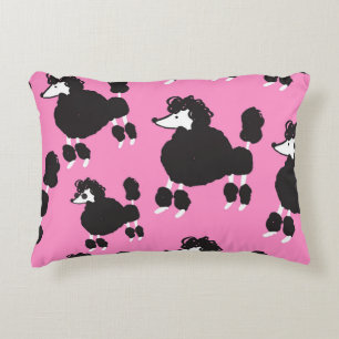 French poodle: vintage illustration pattern. decorative cushion