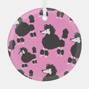 French poodle: vintage illustration pattern. glass tree decoration