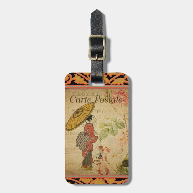 French Postcard Bag Tag (Front Vertical)