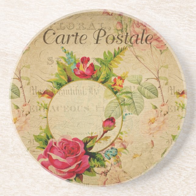 French Postcard Beverage Coaster (Front)