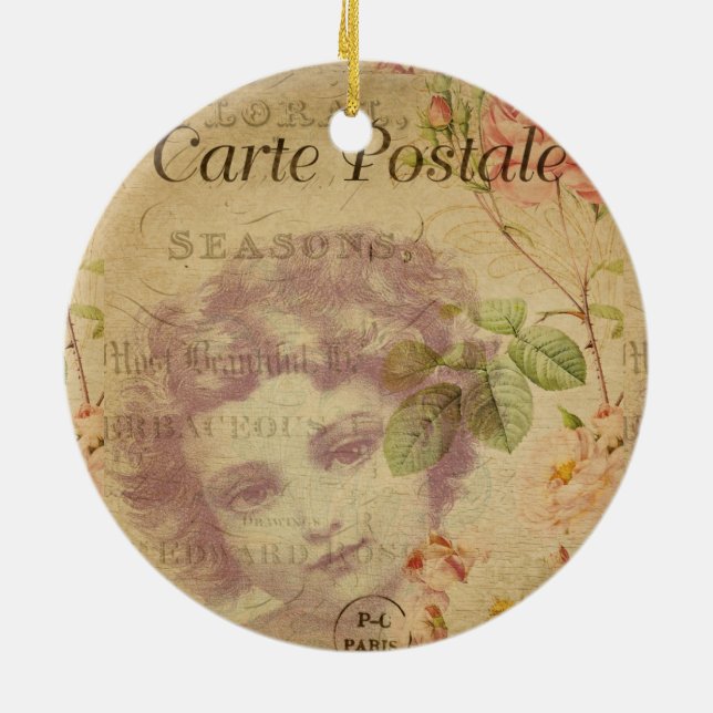 French Postcard Ceramic Ornament (Back)