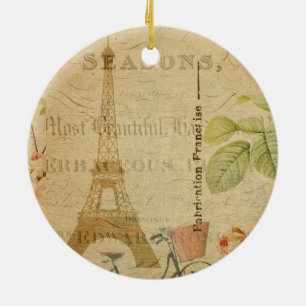 French Postcard Ceramic Ornament