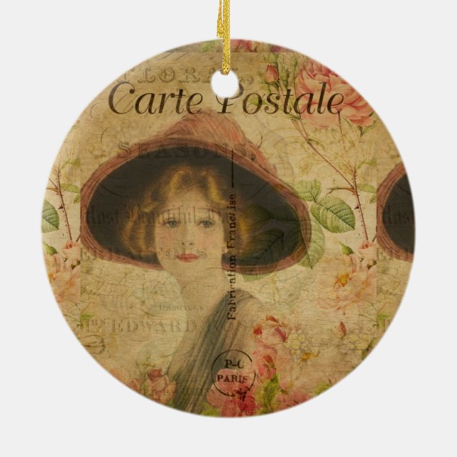 French Postcard Ceramic Ornament (Back)