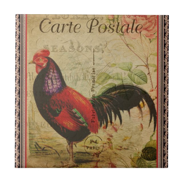 French Postcard Ceramic Tile (Front)