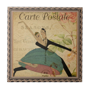 French Postcard Ceramic Tile