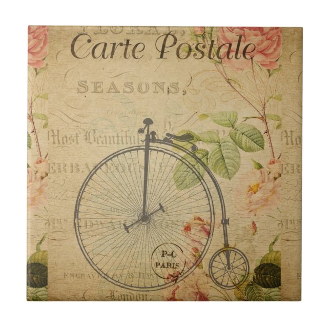 French Postcard Ceramic Tile (Front)