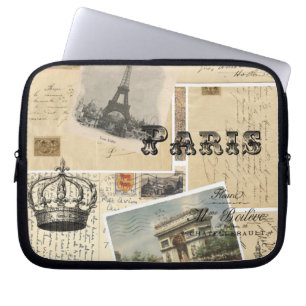 French Postcard Collage Laptop Sleeve
