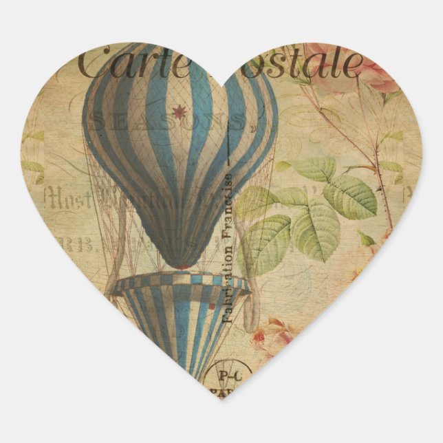 French Postcard Heart Sticker (Front)