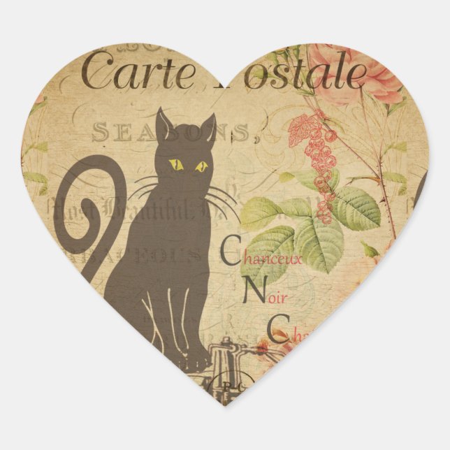 French Postcard Heart Sticker (Front)