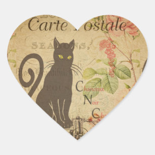 French Postcard Heart Sticker