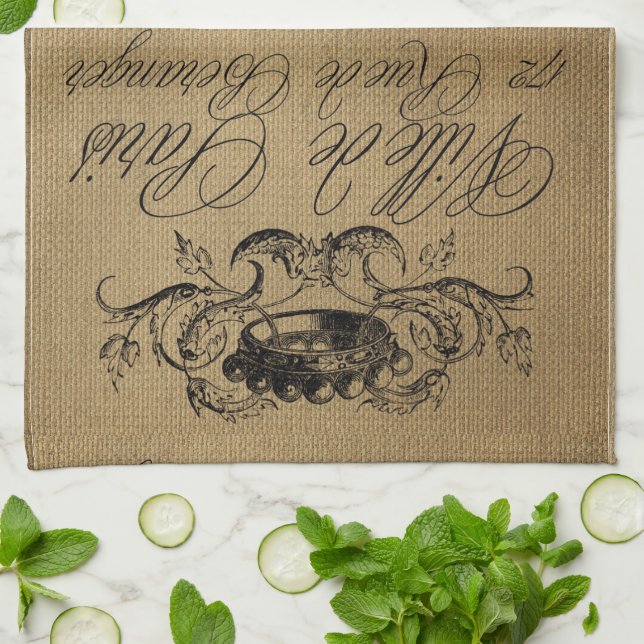 French Postcard Kitchen Towel (Folded)