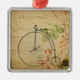 French Postcard Metal Ornament