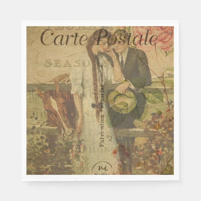 French Postcard Paper Napkin (Front)