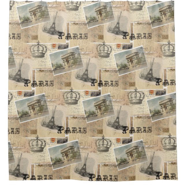 French Postcard Paris Shower Curtain (Front)