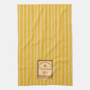 French Provence Yellow Stripes with Text Design Tea Towel