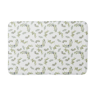 French Provincial Chic Sage Olive Watercolor Bath Mat