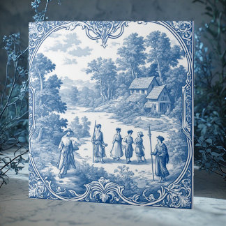 French Provincial Pastoral Scenic Toile Decorative Ceramic Tile