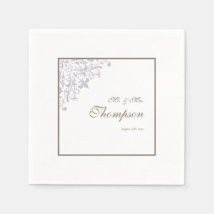 French Purple Fleur de Lis Wedding Reception Napkin