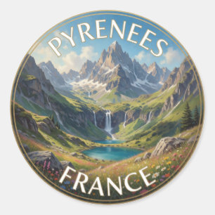 French Pyrenees Mountain National Park travel Classic Round Sticker