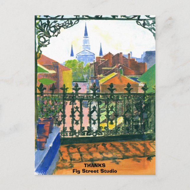 French Quarter Balcony, Fig Street, add text Postcard (Front)