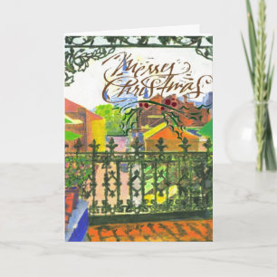 French Quarter Balcony Holiday Card