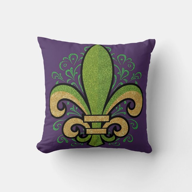 French Quarter  fleur-de-lis Mardi Gras purple Cushion (Creator Uploaded)