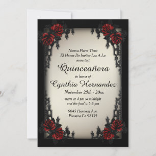 French Quarter Goth Antique Gold Quinceañera Invitation