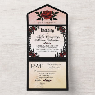 French Quarter Goth Elegant Creamy Peach All In One Invitation