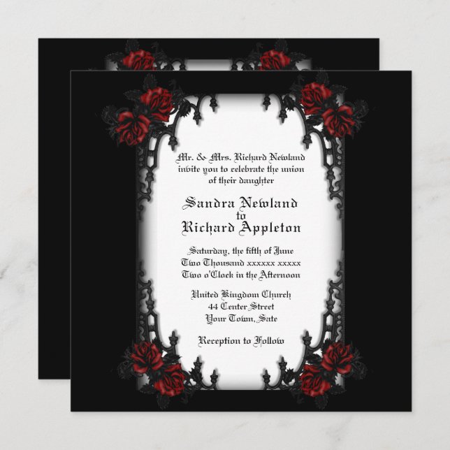 French Quarter Goth Theme Wedding Invitation (Front/Back)