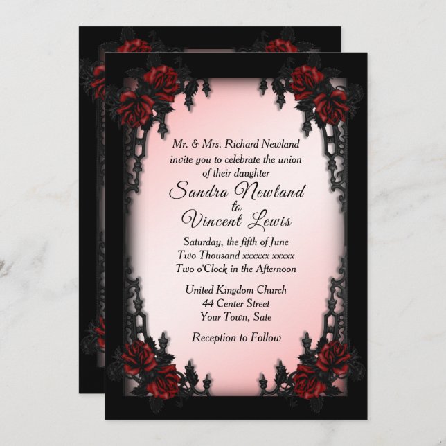 French Quarter Goth Wedding Invitation  (Front/Back)