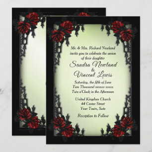 French Quarter Gothic Green Wedding Invitation