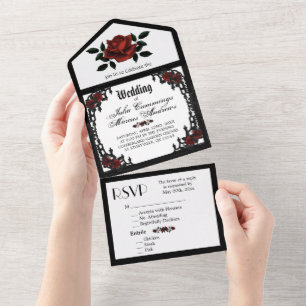 French Quarter Gothic RSVP Tri Fold Wedding All In One Invitation